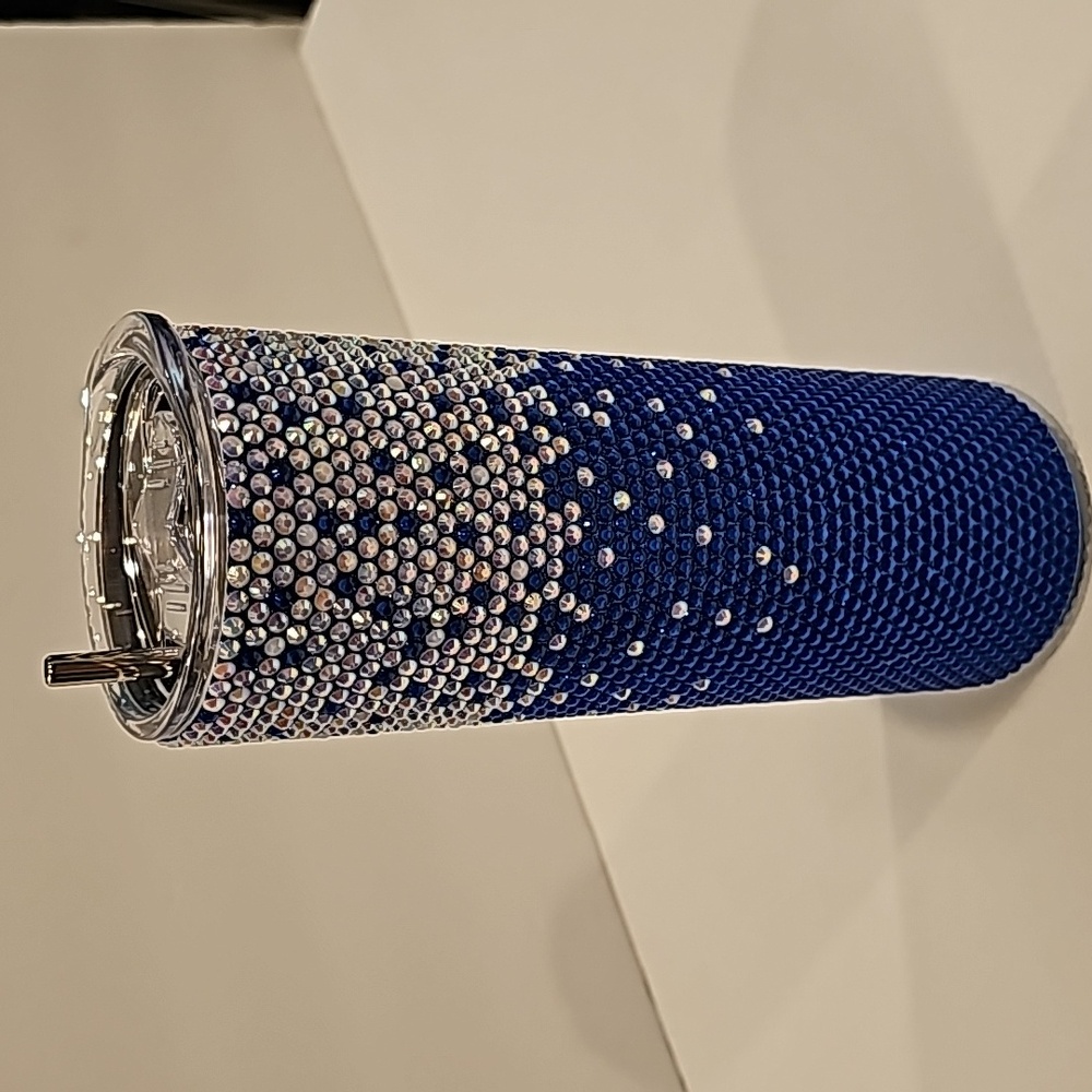 Tumbler Rhinestone Blue/White NEW